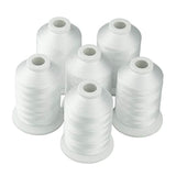 6pcs White Polyester Machine Embroidery Thread 1000M for Home Machines