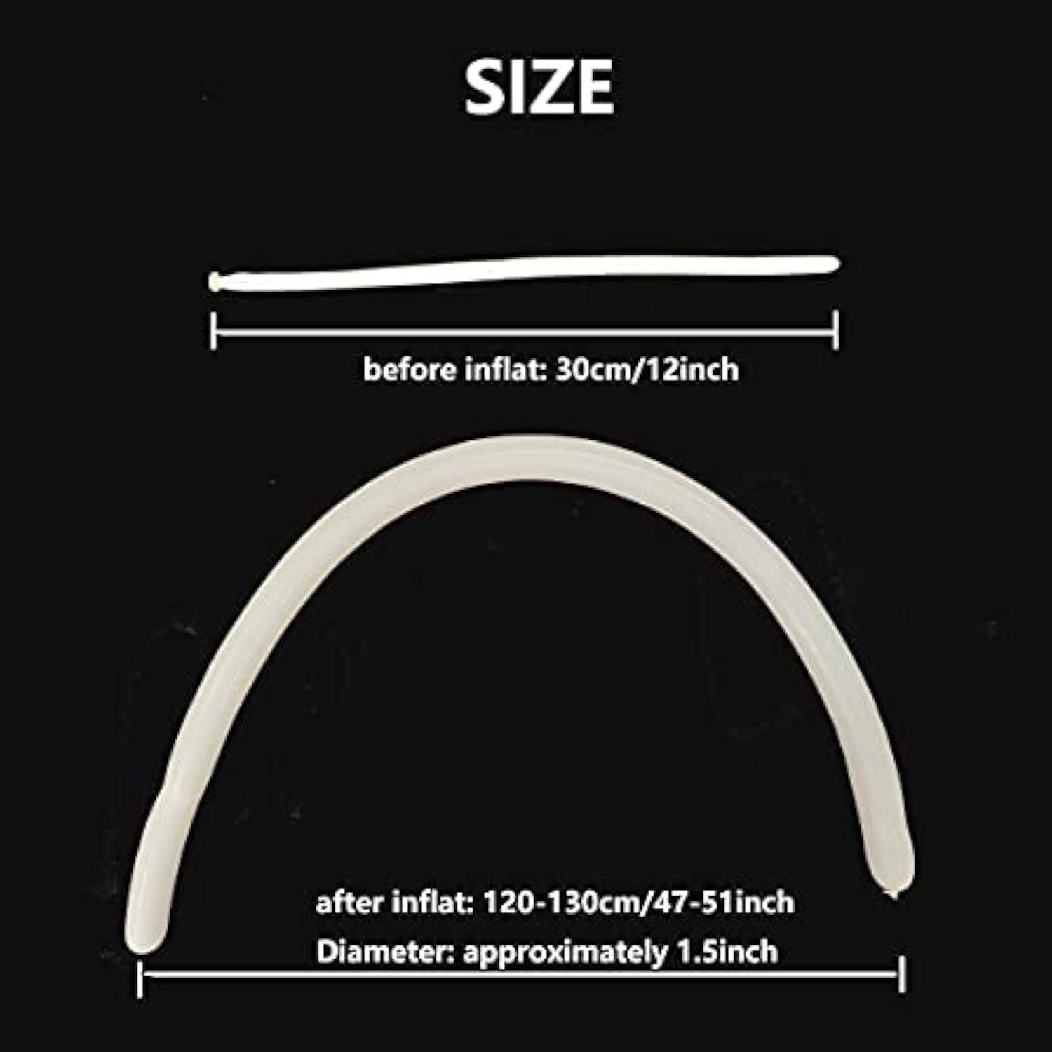 100 Pcs White Long Skinny Balloons for Animal Balloons, Includes Ties for Arch