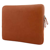MOSISO Laptop Sleeve Bag 16 inch Compatible with MacBook Air 15 inch 2025-2023 M4 M3 M2/Pro 16 inch 2025-2019 M4 M3 M2 M1, 15-15.6 inch Notebook, PU Leather Padded Bag Waterproof Case, Brown