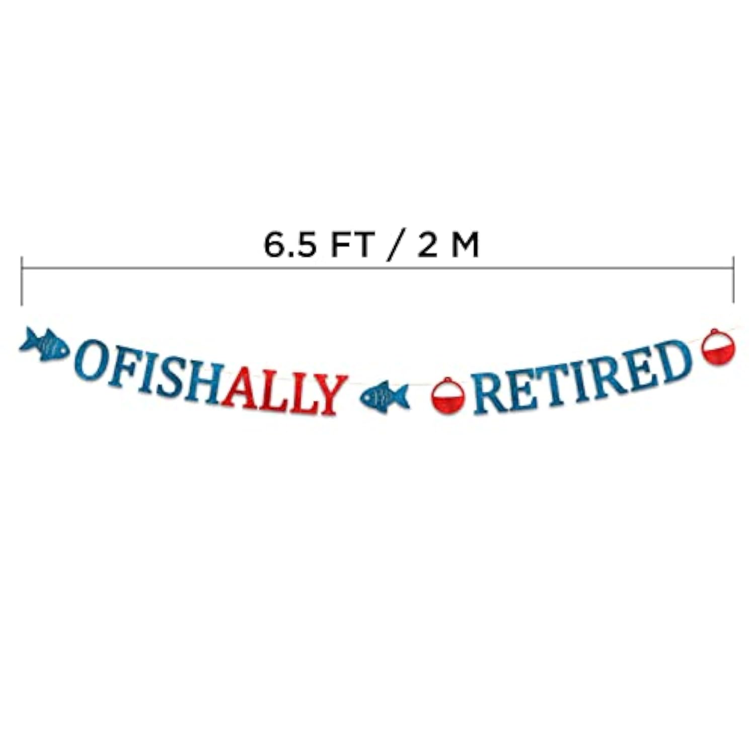 Ofishally Retired Glitter Banner - Funny Retirement Party Supplies, Gifts And Decorations - Fishing Gift - Fishing Themed Party