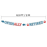Ofishally Retired Glitter Banner - Funny Retirement Party Supplies, Gifts And Decorations - Fishing Gift - Fishing Themed Party