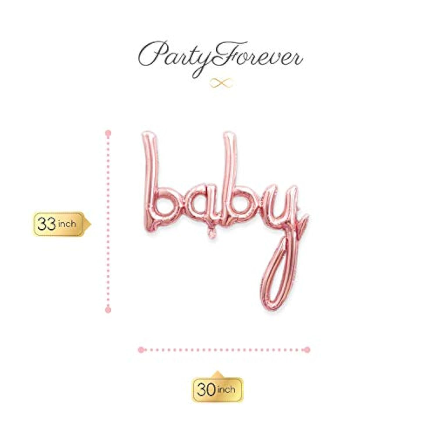 Rose gold "Baby Girl" foil letter balloons for baby shower and gender reveal décor