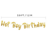 Hot Boy Birthday Gold Glitter Banner - Funny Birthday Party Decorations, Supplies, Ideas, And Gifts For Men - 21St -25Th - 30Th - 40Th Birthday