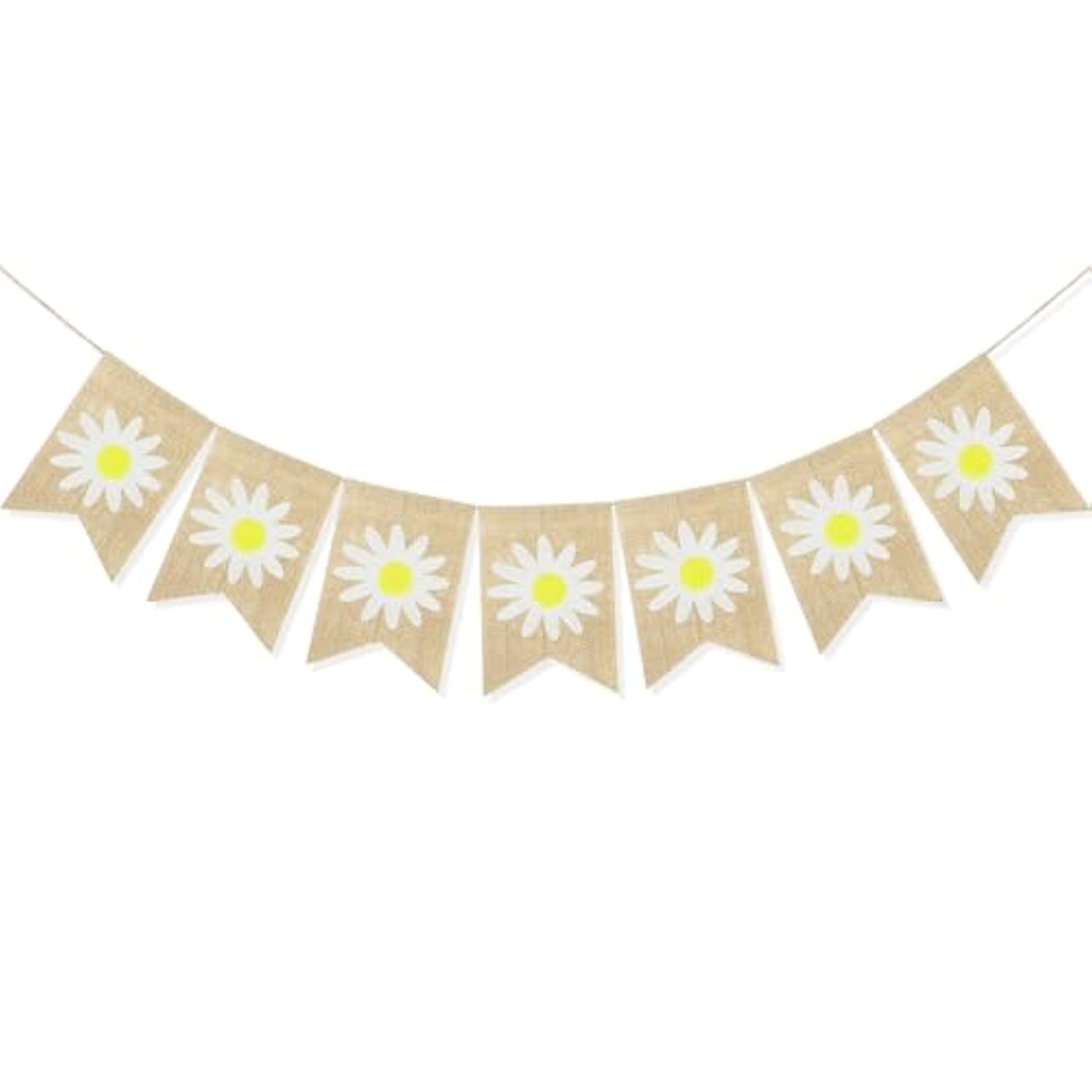 Spring Flower Banner Burlap Rustic Spring Bunting Garland Daisy Flower For Spring Theme Party Decorations Mantel Fireplace Wall Decor