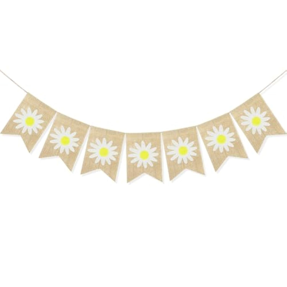 Spring Flower Banner Burlap Rustic Spring Bunting Garland Daisy Flower For Spring Theme Party Decorations Mantel Fireplace Wall Decor