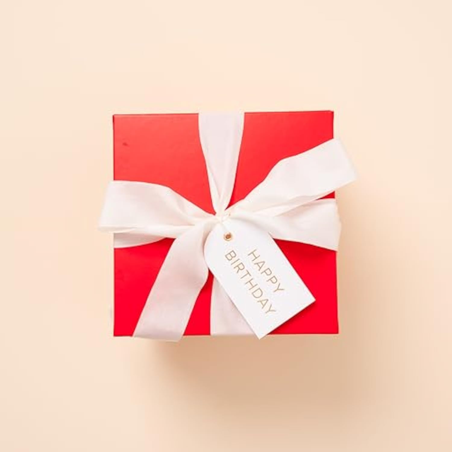 Letterpress Gift Tags, Gold Foil, Happy Birthday, To And From, Set Of 25 Paper Tags With Satin Ribbon