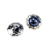 100Pcs Blue Pearl Buttons Half Resin Dome Cap Plastic Base Single Hole