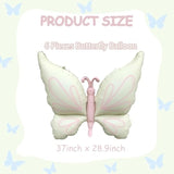 Cream White Butterfly Balloons Foil Mylar Balloon Butterfly Themed Party Decorations Wedding Baby Shower Girl Women Birthday Fiesta Party Decoration Supplies(6 Pieces)
