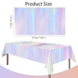 4 Pack Iridescent Plastic Tablecloths Disposable Table Cover Sparkly Foil Table Cloth For Rectangle Tables Party Decorations Birthday Princess Bridal Wedding Christmas Iridescence, 54 X 108 Inch