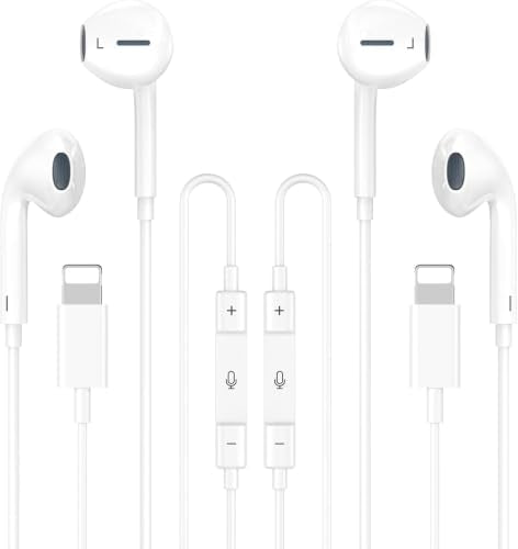 [ MFi Certified] Wired Headphones for iPhone Earbuds with Lightning,2 Pack Built-in Mic & Volume Control HiFi Stereo Nosie Reduction in-Ear