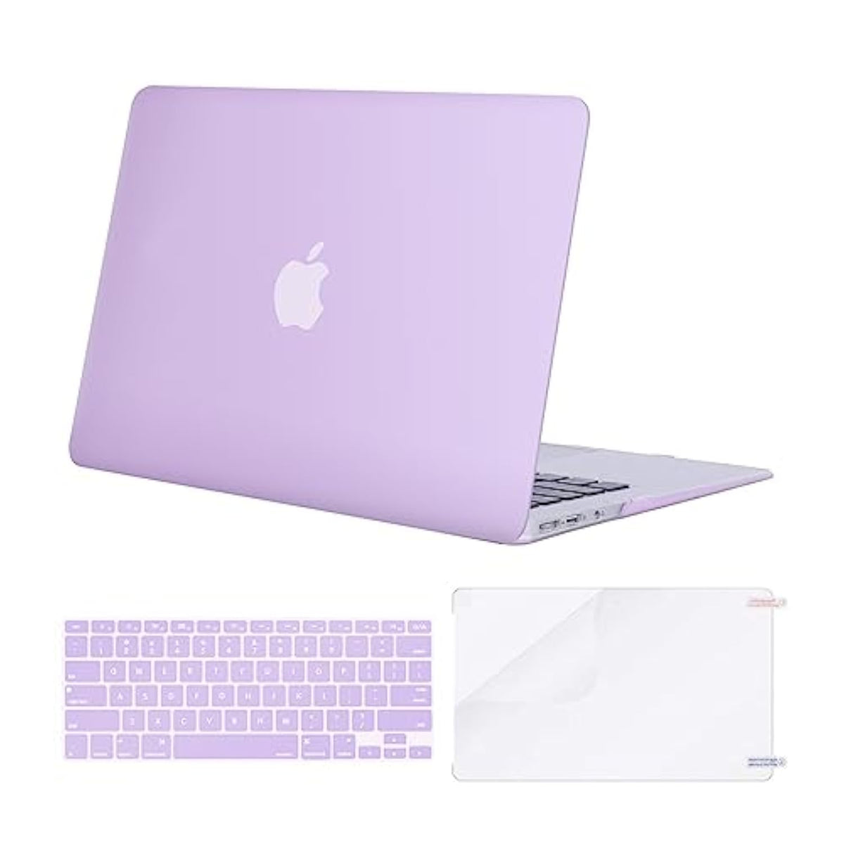 MOSISO Compatible with MacBook Air 13 inch Case (Models: A1369 & A1466, Older Version 2010-2017 Release), Protective Plastic Hard Shell Case & Keyboard Cover & Screen Protector, Light Purple