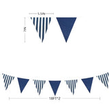 36Ft Blue Striped Party Decorations Blue White Striped Nautical Burlap Banner Triangle Pennant Flag Linen Garland Streamers for Nautical Birthday Royal Bridal Shower Sea Ocean Party Decor Supplies