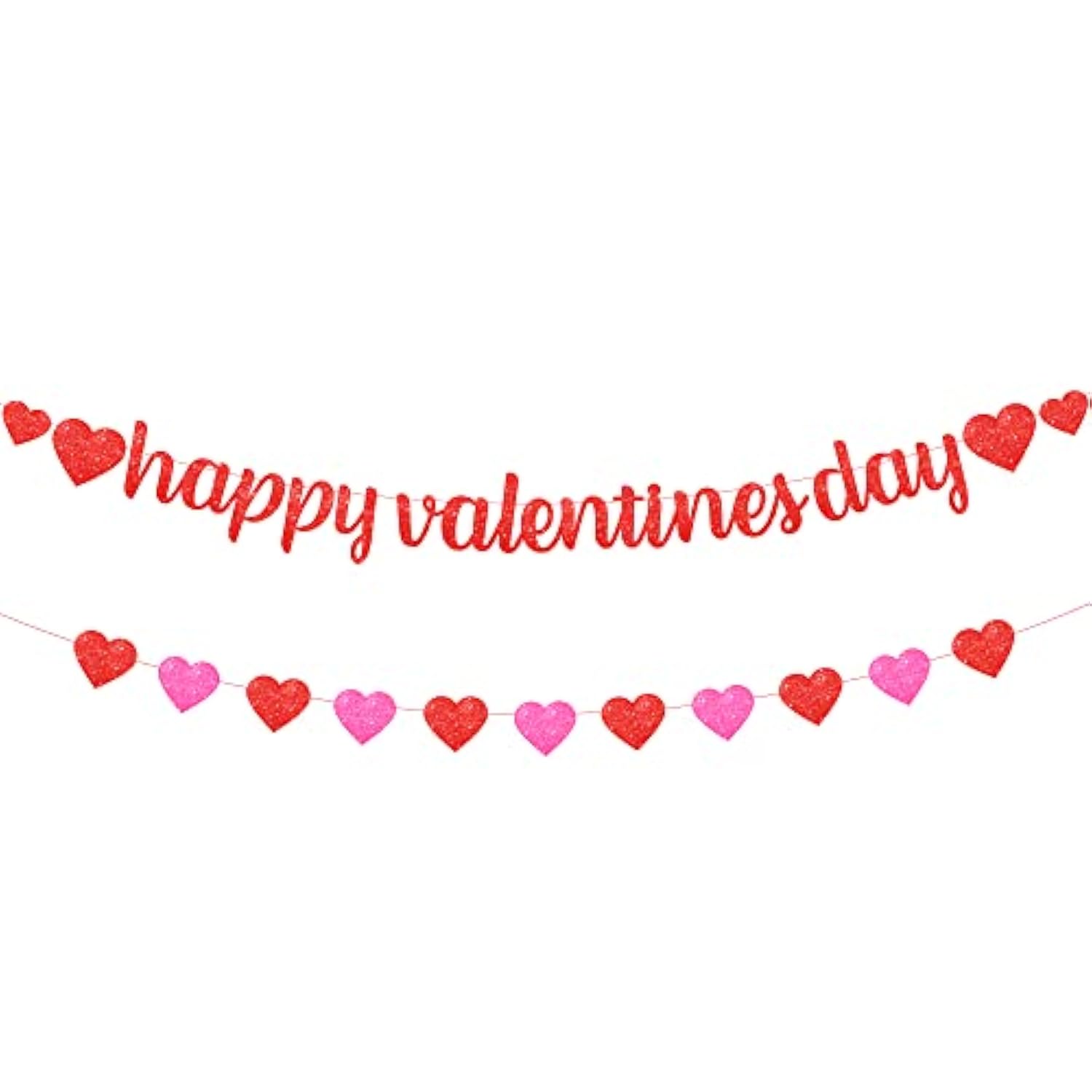 Glitter Happy Valentine'S Banner - 10 Feet, No Diy | Red Pink Heart Garland For Valentine'S Decorations | Classroom Decor