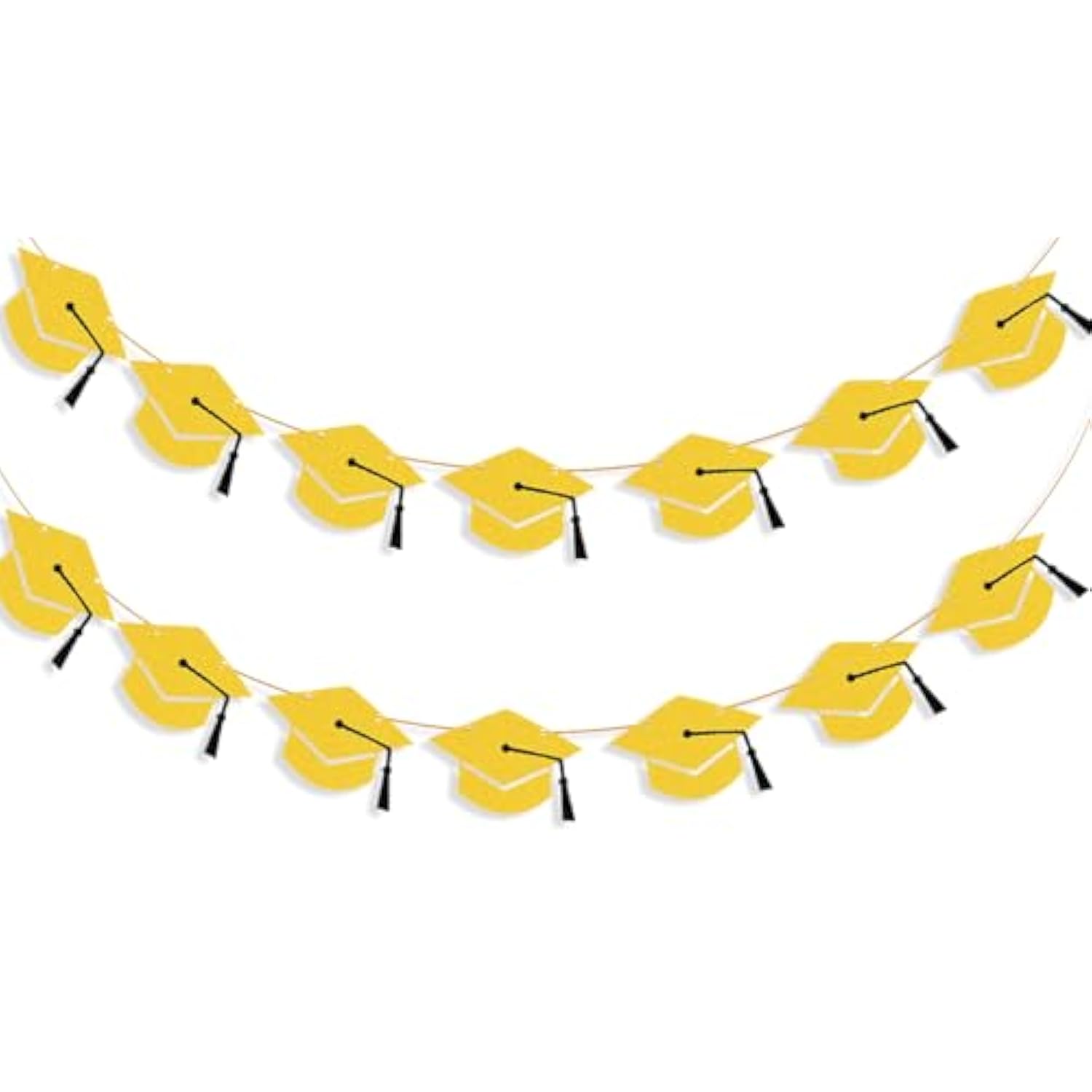 2026 Graduation Hat Banners Garlands Gold Glitter Graduation Party Decoration Banners Graduation Cap Banners Garlands Class Of 2026 Graduation Party Banners For College High School