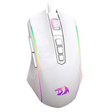 Redragon Gaming Mouse, Wired White Mouse with RGB Backlit, 8000 DPI Adjustable, PC Gaming Mice with 9 Programmable Macro Buttons & Fire Button, PC Gaming Mouse for Windows/Mac, White