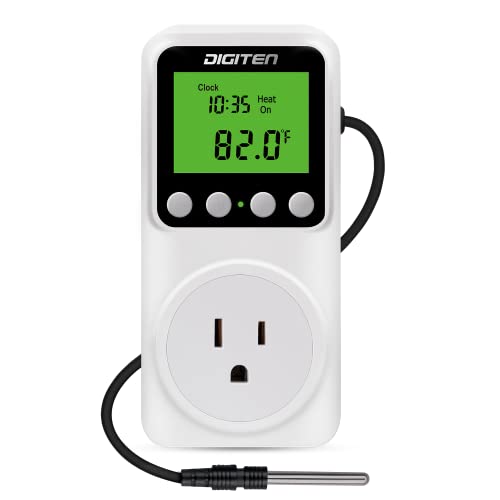 Digital Day-Night Smart Thermostat, 15A Day-Night Temperature Controller, Support Heating/Cooling Mode, Clock Function, / Plug-In Outlet Timer Thermostat With Lcd Screen Backlight Function 110V