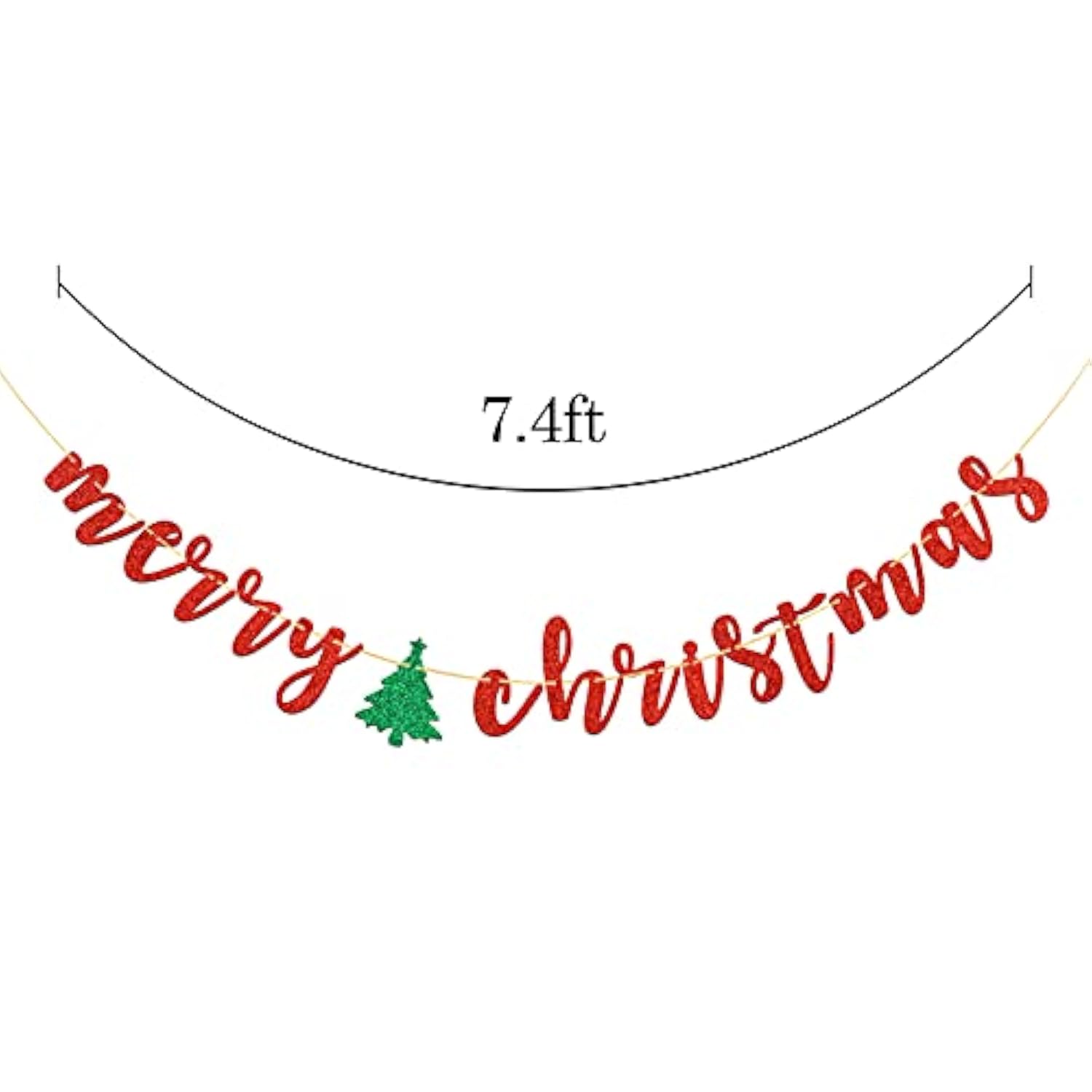 Red Glitter Merry Christmas Banner Holiday Party Decoration