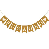 Engaged Burlap Banner – Rustic Engagement Party Garland, Pre-Strung 9-Piece Pennants, 5×7? Wedding & Bridal Shower Decorations, Photo Backdrop Props