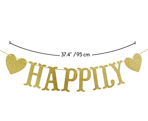 Happily Ever After Banner, Wedding Decorations, Gold Glitter