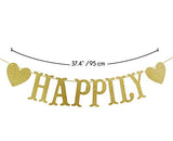 Happily Ever After Banner, Wedding Decorations, Gold Glitter