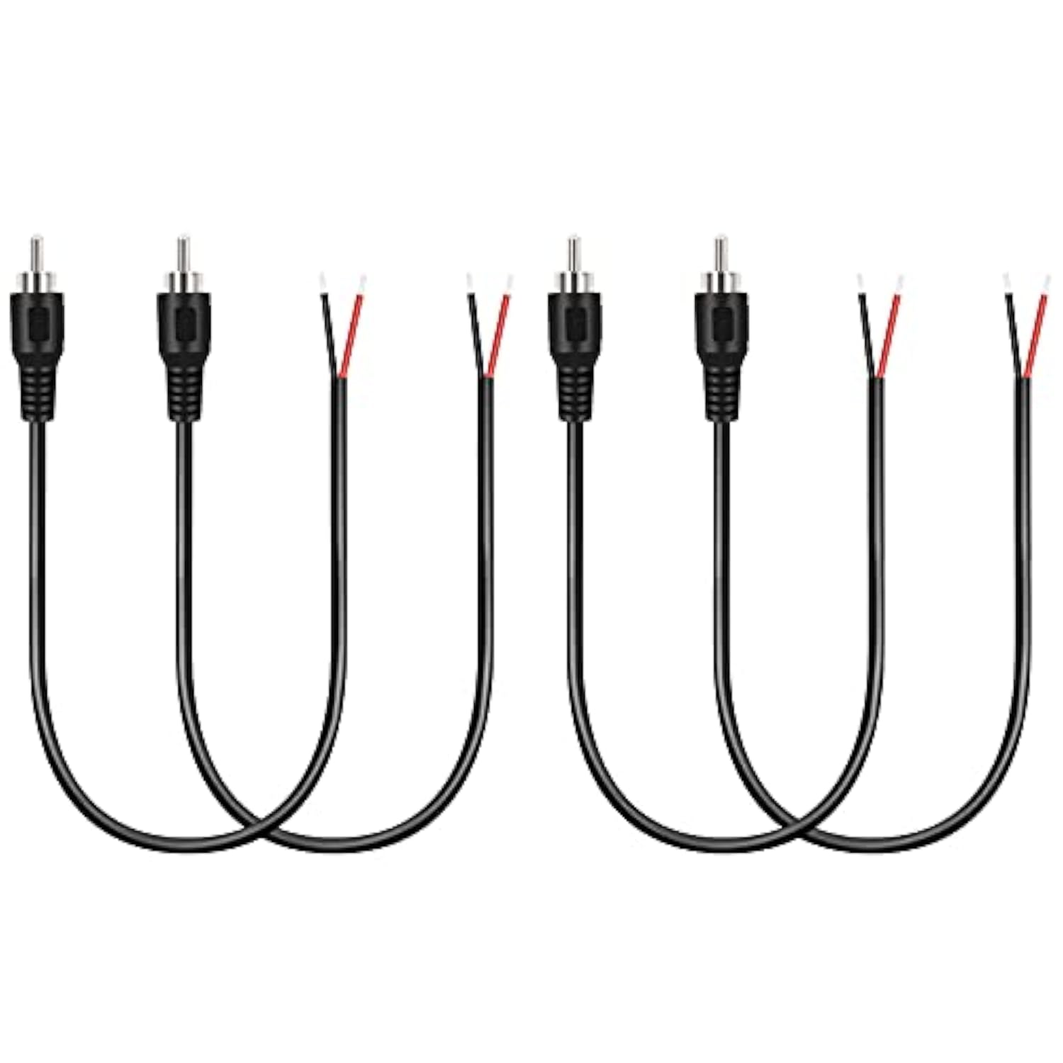 4 Pack Rca Male To Speaker Wire, Rca Male Plug Adapter Connector To Bare Wire Open End Audio Cable For Amplifier Audio Video Receiver Speakers