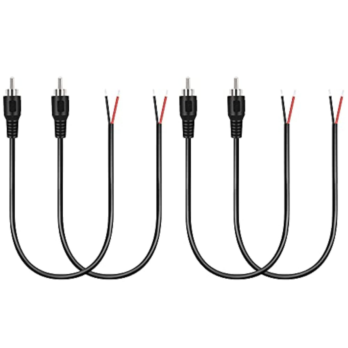 4 Pack Rca Male To Speaker Wire, Rca Male Plug Adapter Connector To Bare Wire Open End Audio Cable For Amplifier Audio Video Receiver Speakers