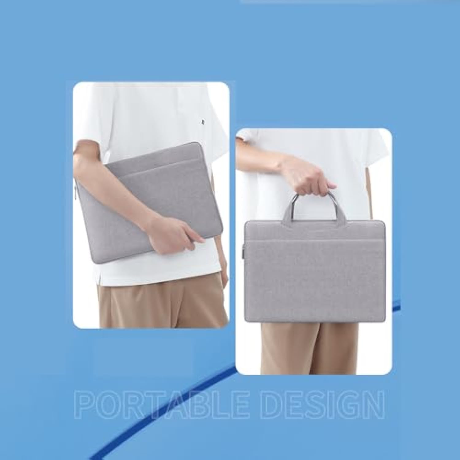 Portable Monitor Case For 15.6" Monitor Lightweight Protective Laptop Sleeve With Pocket Zipper, Grey