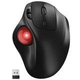 Ergonomic Wireless Trackball Mouse, 3 Device Connection (Bluetooth Or 2.4G Usb Receiver) Bluetooth Quiet Computer Mouse, 2*Aaa Battery Thumb Laptop Mice With 5 Level Dpi For Pc/Laptop/Mac/Windows Red