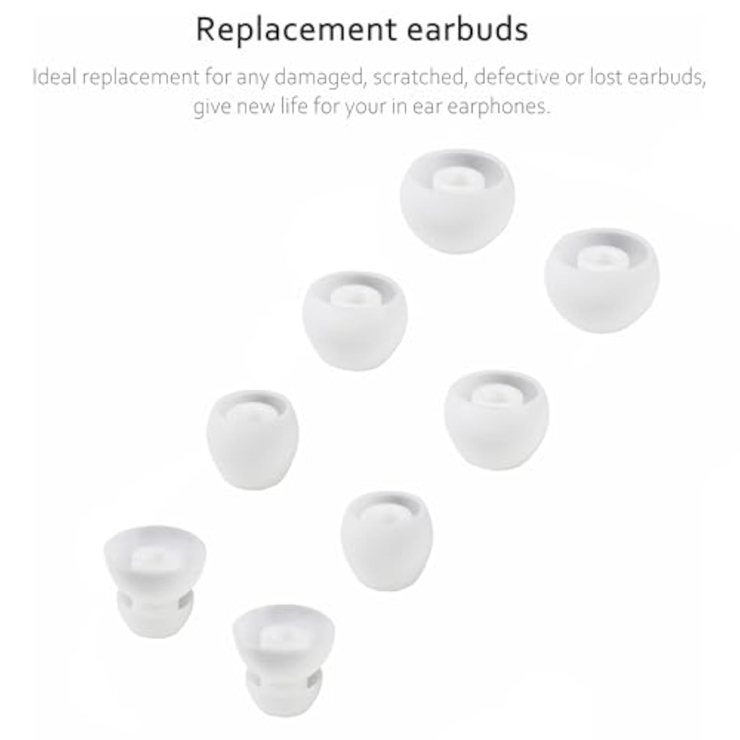 Replacement Earbuds Silicone Ear Buds Tips Compatible With Beats By Dr Dre Powerbeats Pro Wireless Earphones, Earbuds Replacement Tips For Beats Felx (White 8Pcs)