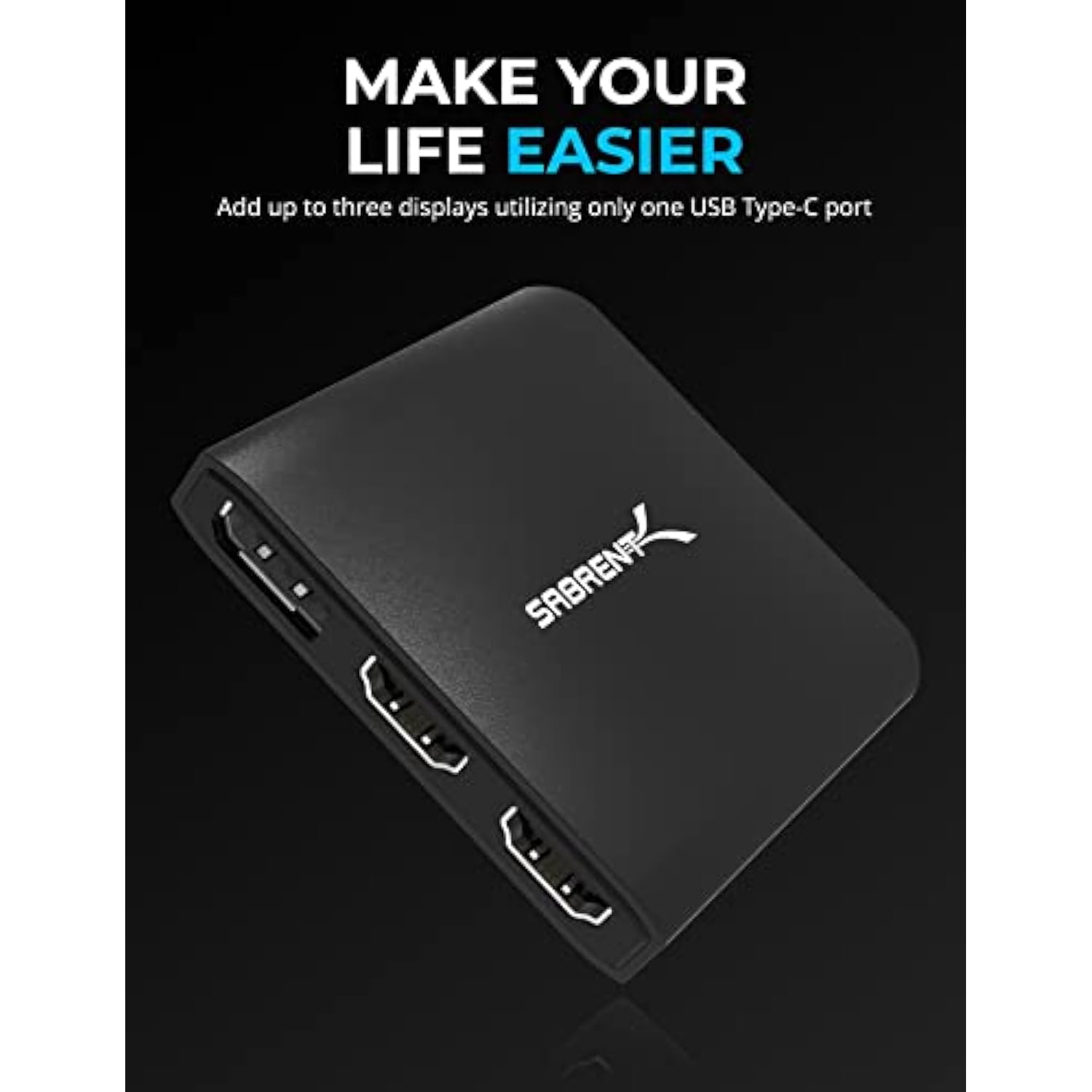 SABRENT USB Type-C to x2 HDMI and x1 DisplayPort Adapter (DA-H2D1)