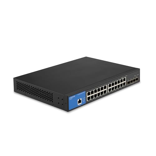 Lgs328C 24 Port Gigabit Managed Network Switch With 4 X 10G Uplink Sfp+ Slots - Advanced Security, Qos, Static Routing, Vlan, Igmp Features - Metal Housing, Desktop / Wall Mount
