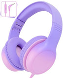 Over Ear Kids Headphones with HD Mic, Safe Volume Limited Wired Headphones for School, Travel, Stereo Sound Headphones with Cord, Foldable 3.5mm