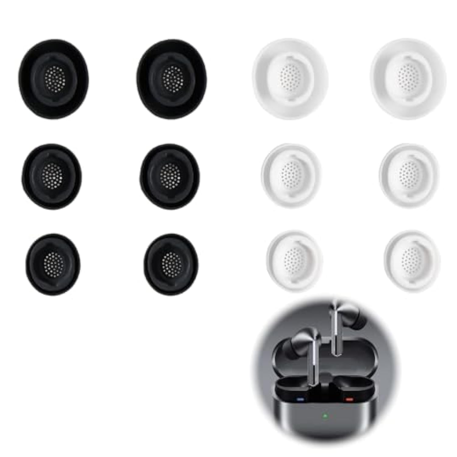 12 Pcs Earbud Tips For Galaxy Buds 3 Pro, 6 Pairs(S, M, L) Silicone Replacement Eartips With Dust Shield, Comfort Noise Canceling Memory Foam Ear Replacement Tip Perfect For Ommuting, Relaxing