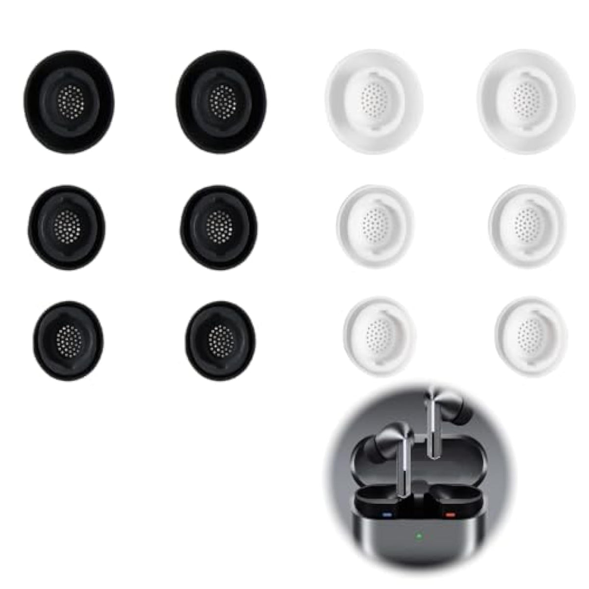 12 Pcs Earbud Tips For Galaxy Buds 3 Pro, 6 Pairs(S, M, L) Silicone Replacement Eartips With Dust Shield, Comfort Noise Canceling Memory Foam Ear Replacement Tip Perfect For Ommuting, Relaxing