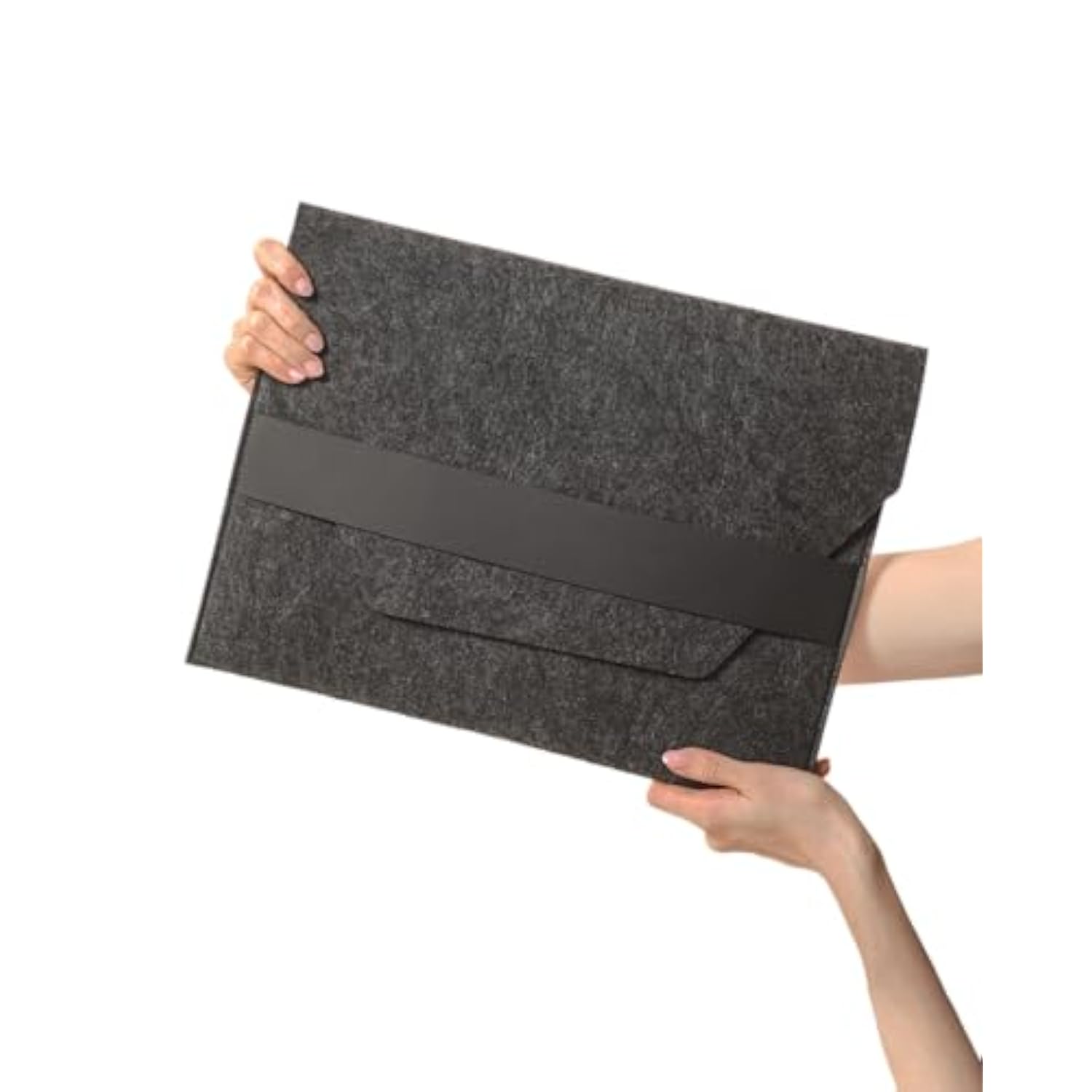 Felt Laptop Sleeve And File Folder - Sleek And Durable Protective Case For Laptops And Documents, Perfect For Work, School, Or Travel, Fits Devices Up To 15 Inches (Carbon, Dark Grey)