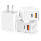 3 Pack Usb C Wall Charger, 20W Durable Dual Port Qc+Pd 3.0 Power Adapter, Double Fast Plug Charging Block For 13/14/15/16/16 Pro/Pro Max/Plus, Xs/Xr/X, Watch Series 8/7 Cube?White