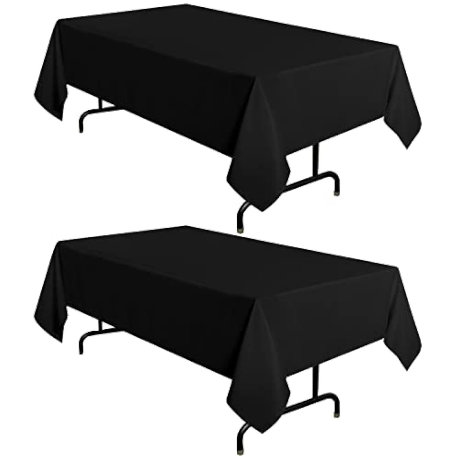 2-Pack Black Tablecloths 60x102 Inch Polyester Stain Wrinkle Resistant Cover
