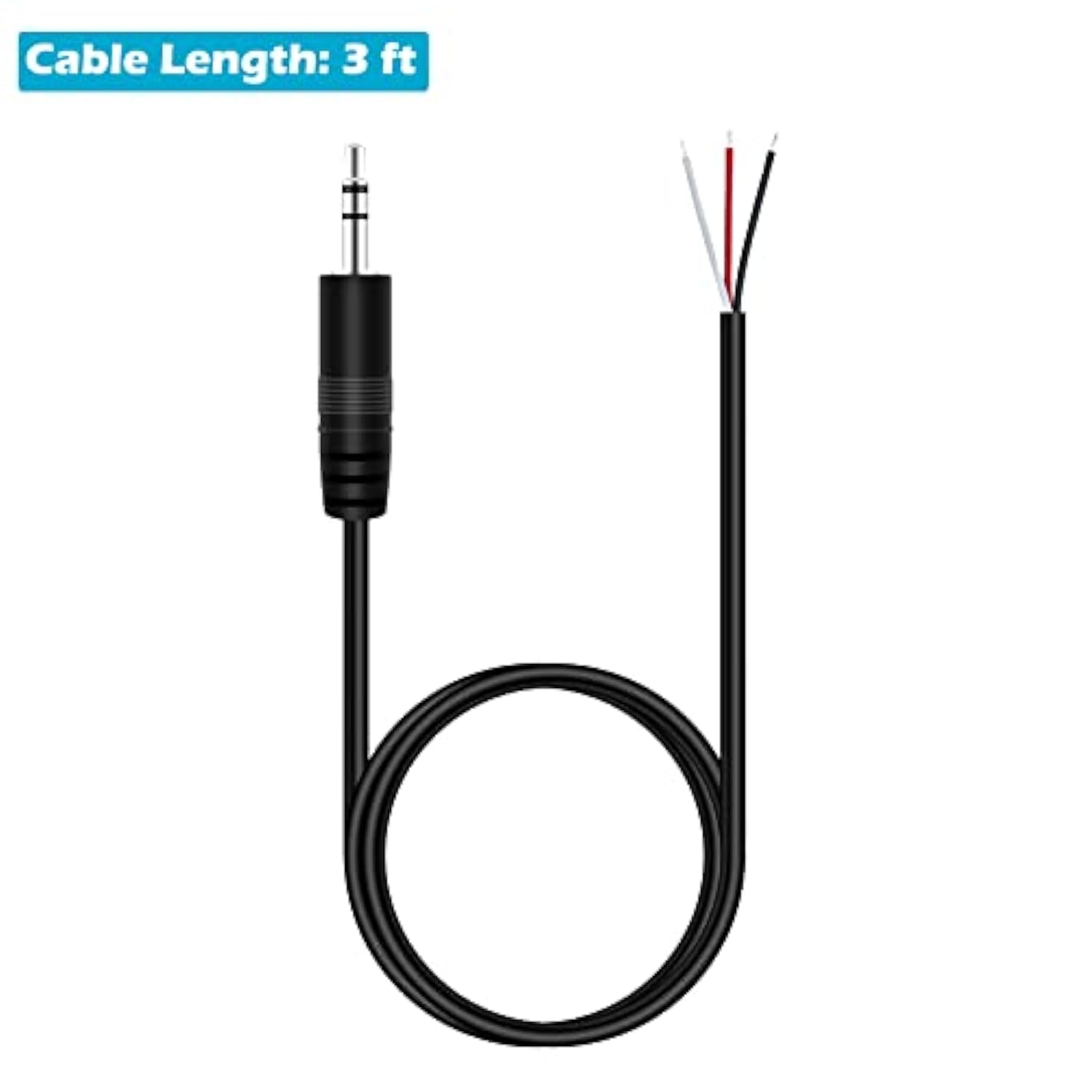 2-Pack 3Ft 3.5Mm 1/8" To Speaker Wire Trs Stereo Male Jack To Bare Wire Pigtail 3.5Mm Plug Connector Adapter Repair Audio Cable For Speaker Headphone Headset Earphone