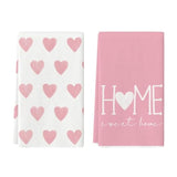 Pink Heart Love Home Sweet Home Valentine'S Kitchen Towels Dish Towels, 18X26 Inch Anniversary Wedding Decoration Hand Towels Set Of 2