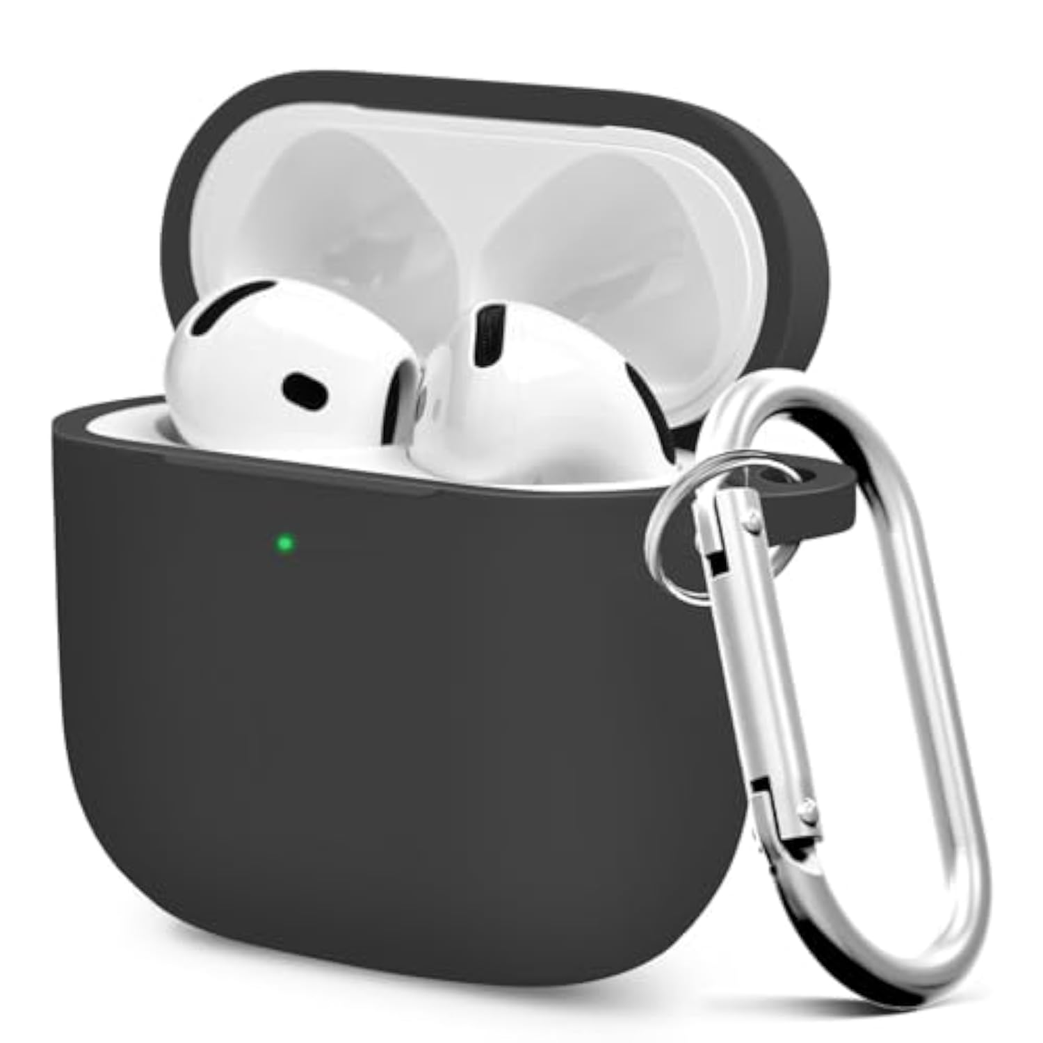 Protective Case for 4th Gen AirPods, Black - Durable Earbuds Case with Keychain