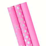 Girl Gifts Wrap Paper Roll 17 Inches,Pink Gifts Wrapping Paper,Girl Birthday Wrapping Paper,1 Roll Of Each Of The 3 Styles