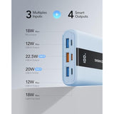 Power Bank,20000Mah Portable Charger Fast Charging, Compact Travel Essentail,4 Outputs 3 Inputs Battery Pack Usb C For Iphone Series,Samsung,Android-Black