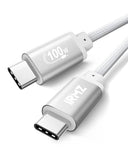 White USB C to USB C Cable 2ft for Car 100W C to C Cable Fast Charging, Short USBC Charger Cord for iPhone 17 16, for iPhone 17 Air, 16 Plus,16 Pro