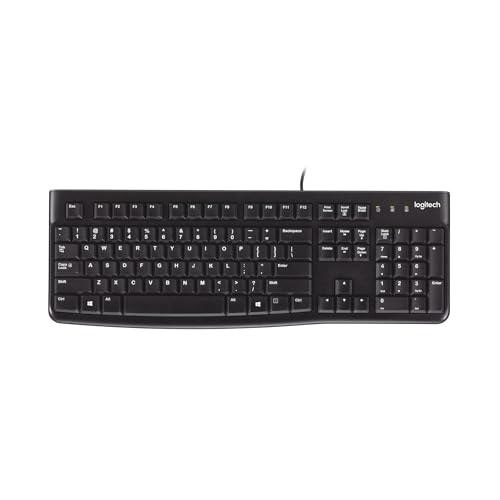 K120 Wired Keyboard For Windows, Usb Plug-And-Play, Full-Size, Spill-Resistant, Curved Space Bar, Compatible With Pc, Laptop - Black