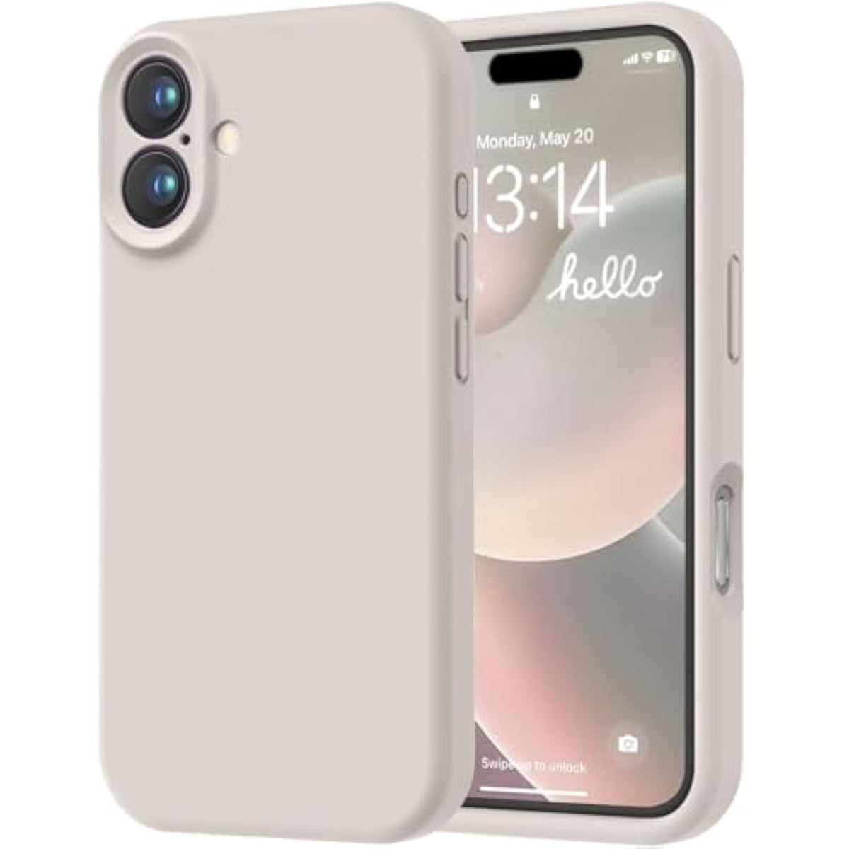 iPhone 16 Case, Premium Silicone with Anti-Scratch Lining, Shockproof 6.1" - Stone