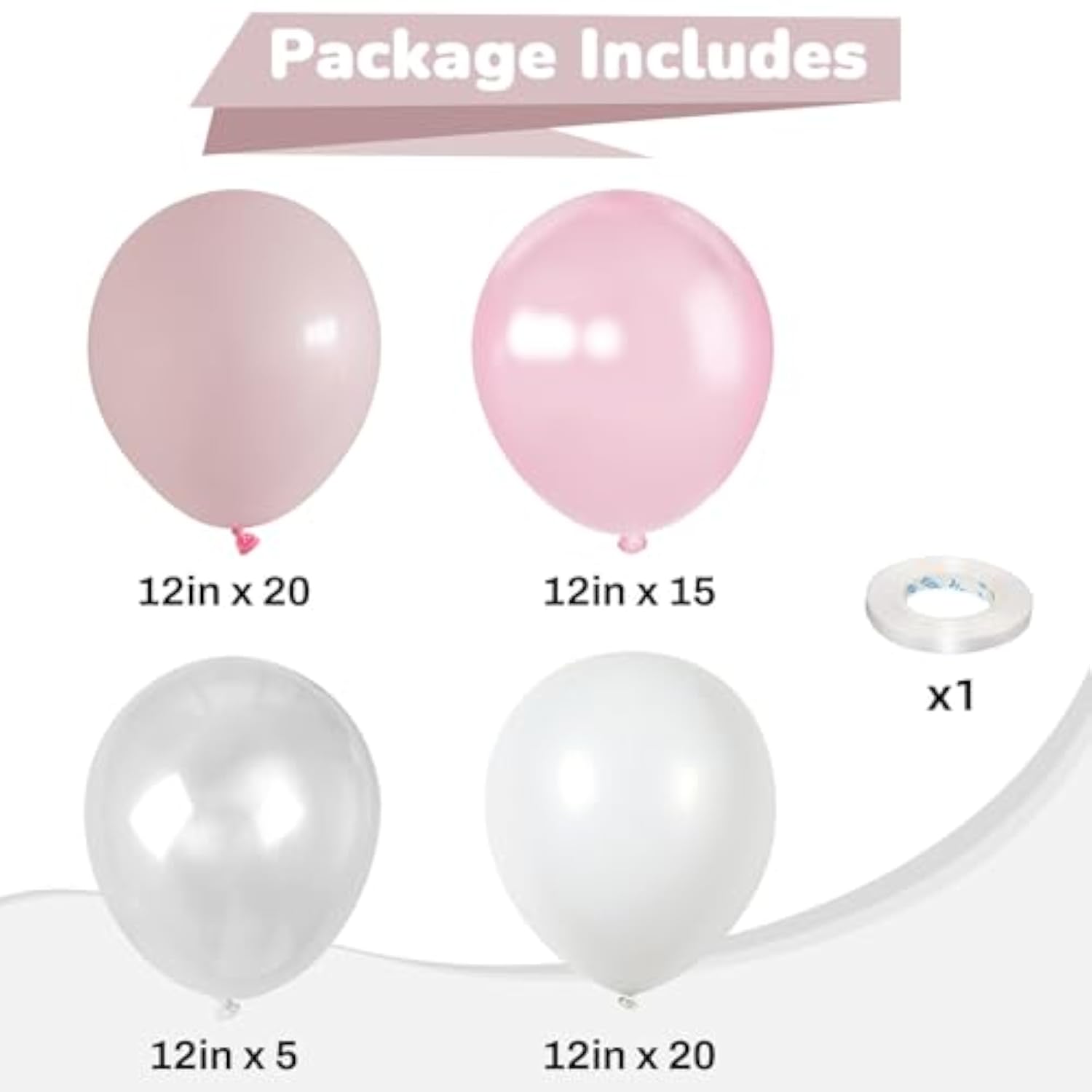 Pink Balloons 60 Pcs Light Baby Pearl Pink And White Latex Party Balloon With 12 Inch Double Stuffed Balloon For Girls Princess Winter Wonderland Wedding Birthday Baby Shower Bridal Party Decor