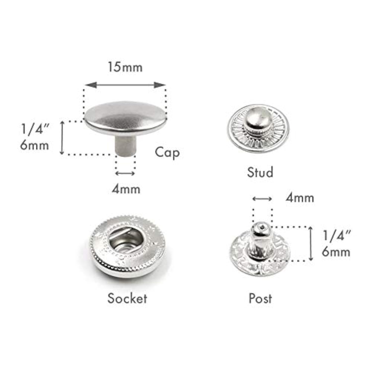 10 Pack Snap Fasteners Color Plated Solid Brass Metal Snaps Heavy Duty