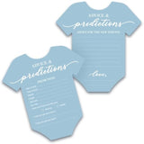 Baby Shower Advice & Prediction Cards - For 50 Guests - Blue Onesie Double Sided Advice + Predictions Cards - Minimalist Baby Shower Decorations & Games For Boys - (Set Of 50)