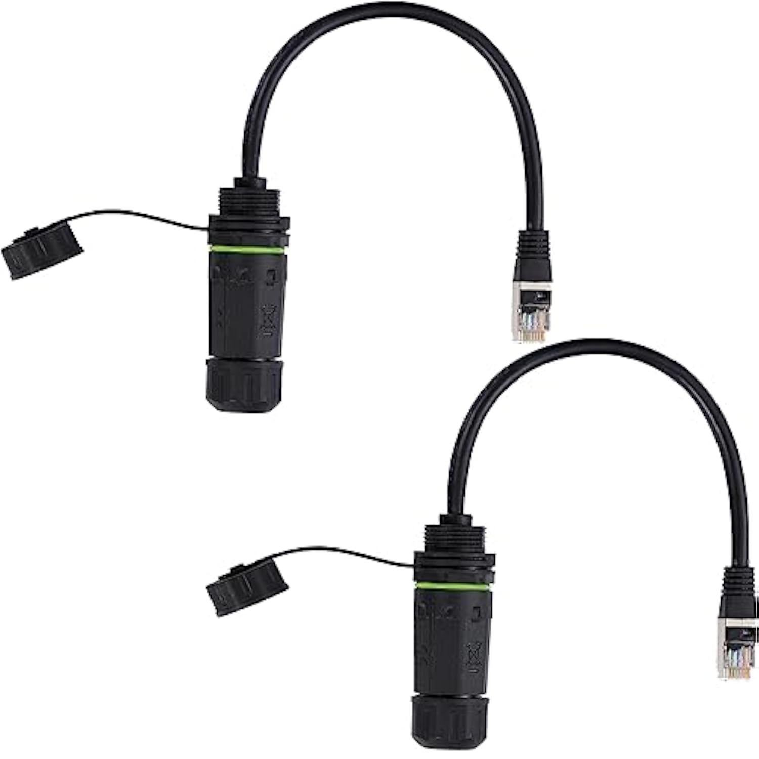 2Pcs Rj45 Waterproof Panel Mount Connector, Male To Female Cat6 Ethernet Lan C