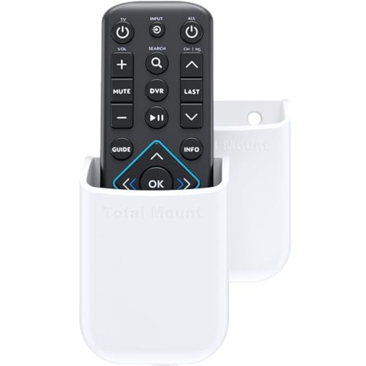 2-Pack Universal Remote Control Holders Wall or TV Mount Medium White